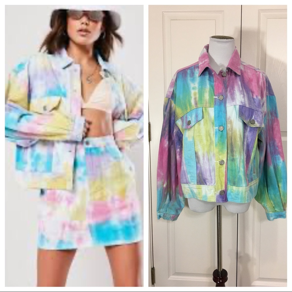 Misguided tie dye denim jean jacket